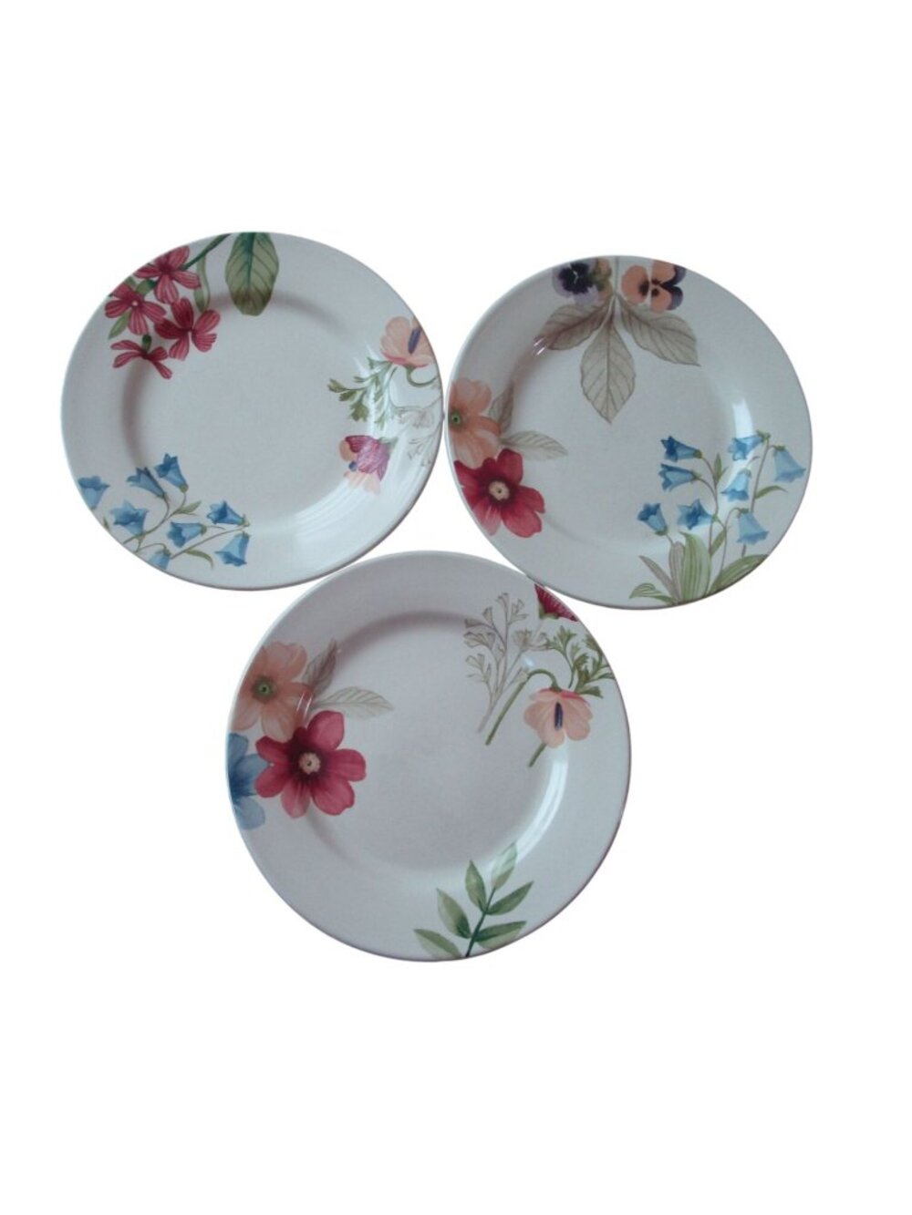 Longaberger Botanical Fields Luncheon Plates Three Floral 9 Inch Vintage